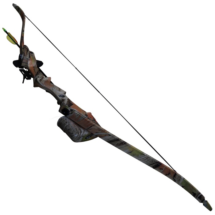 Haller Recurvebogen Set, camo, Fiberglas, 120 cm, 20 lbs, mit 2 Pfeilen und Zubehör